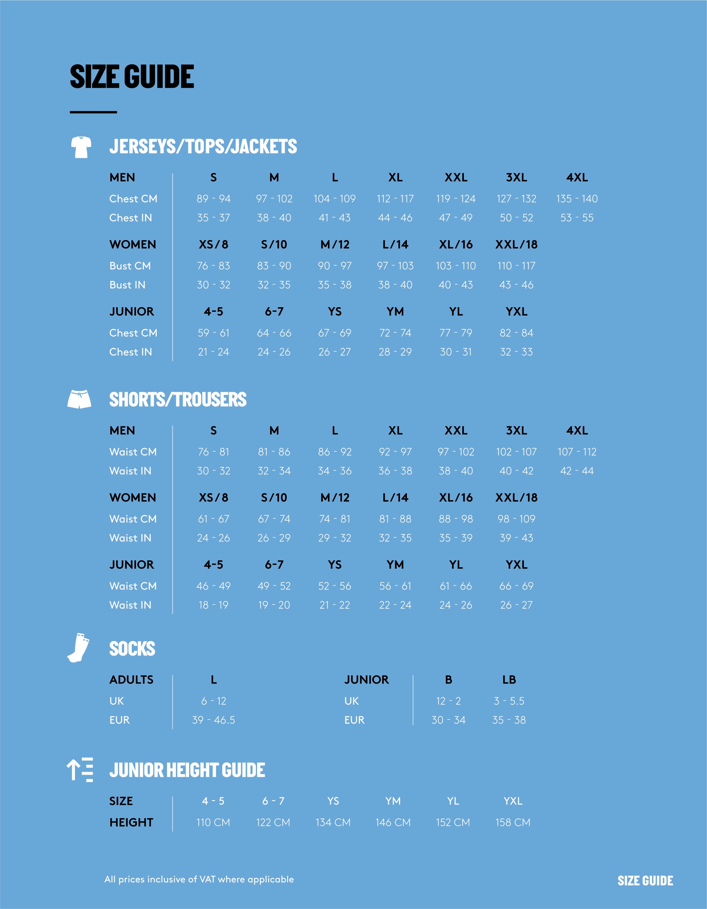 Investere pessimist rulle Umbro Size Chart - footballkitsdirect.com