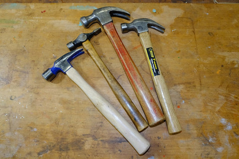 Woodworking tools for class, hammers, woodworking