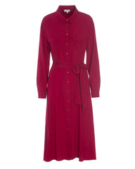 Dea Kudibal red belted shirt dress in stretch silk 