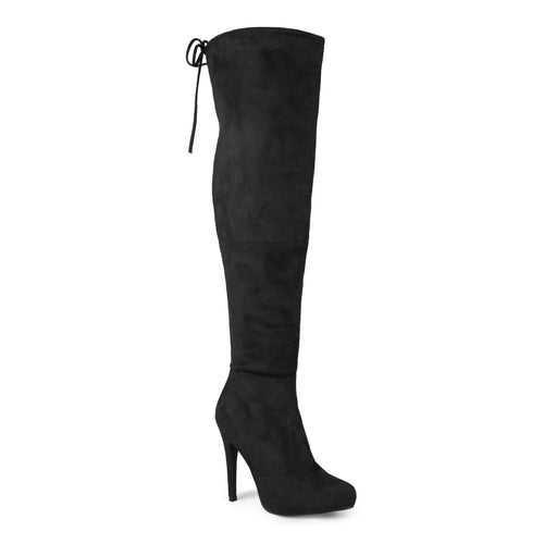 wide calf high heel leather boots