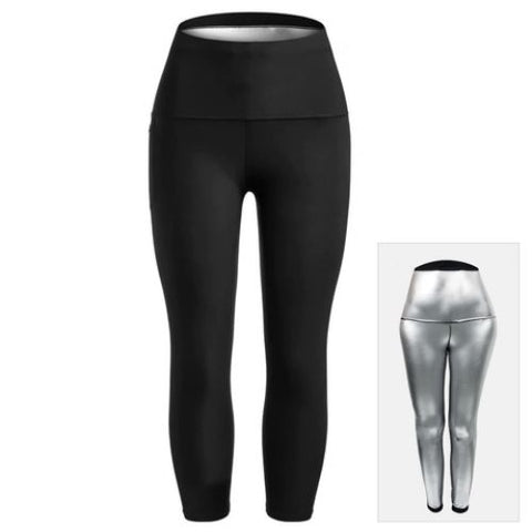 Pantalon de Sudation Femmes, Legging de Sport à Taille Haute Noir