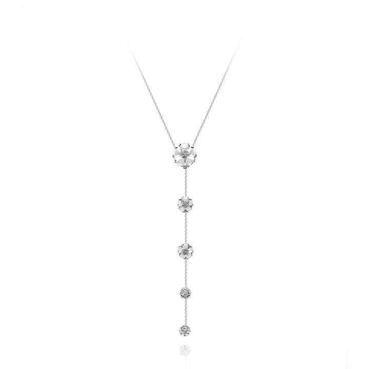 Mixed blossom gentile lariat necklace gemstones white topaz