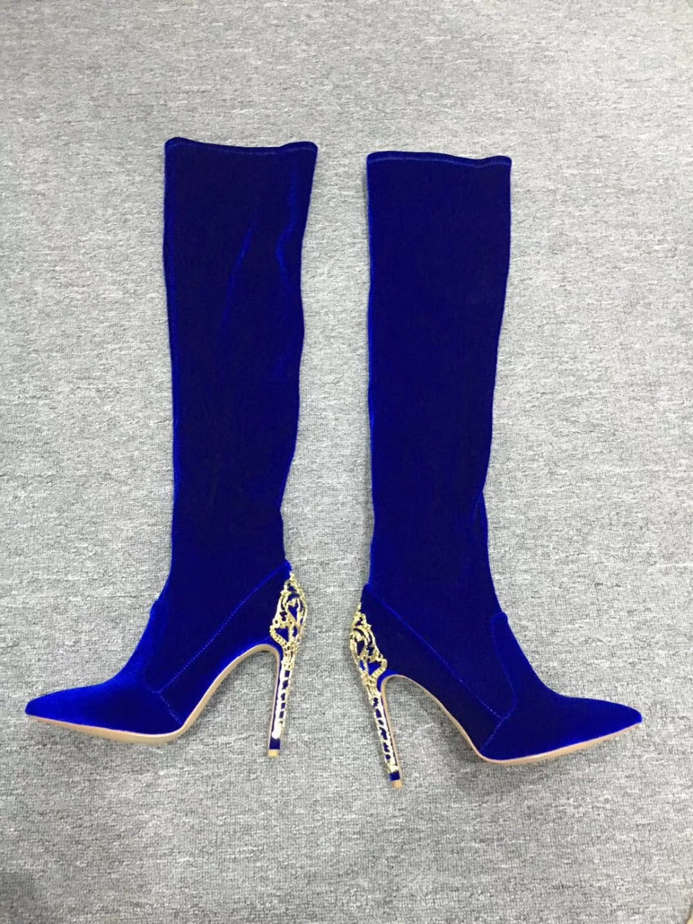 royal blue knee high boots