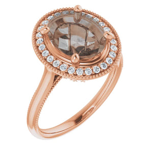 Elegant Vintage Inspired 18K Rose Gold Oval Sapphire Engagement Ring Custom - Lireille