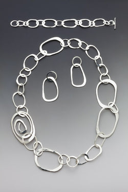 Large Textured Handmade Oval Silver Link Chain – Lireille