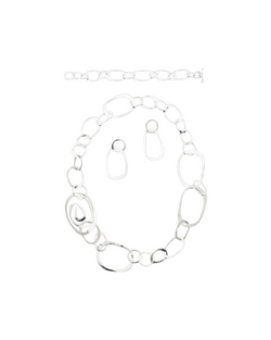 Large Textured Handmade Oval Silver Link Chain – Lireille