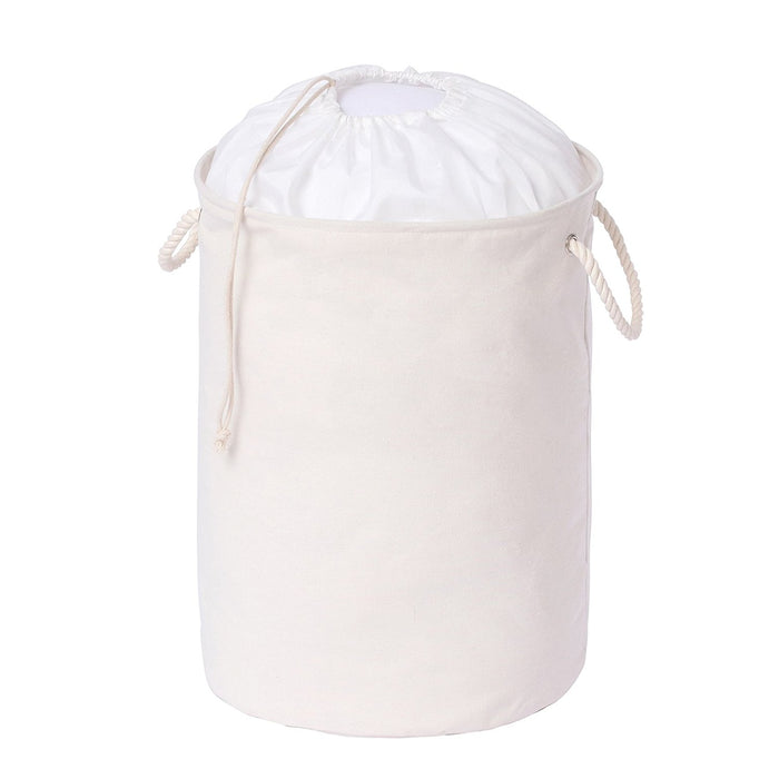 white linen basket with lid