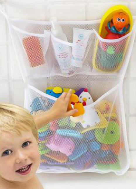 Original Tub Cubby Bath Toy Storage (2 -Pack) for Baby Bath Toys, Hanging  bath toy holder with Suction & Adhesive Hooks, 14x20 Mesh Net Shower Caddy