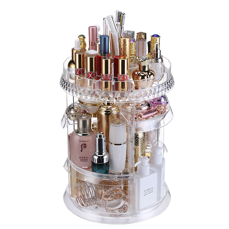 Spinning Makeup Organizer Easy Assembly Large Capacity Durable Material —  Caroeas