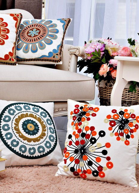 Bohemian Pillow Covers Modern Pillows Embroider 18x18 Pillow Cover