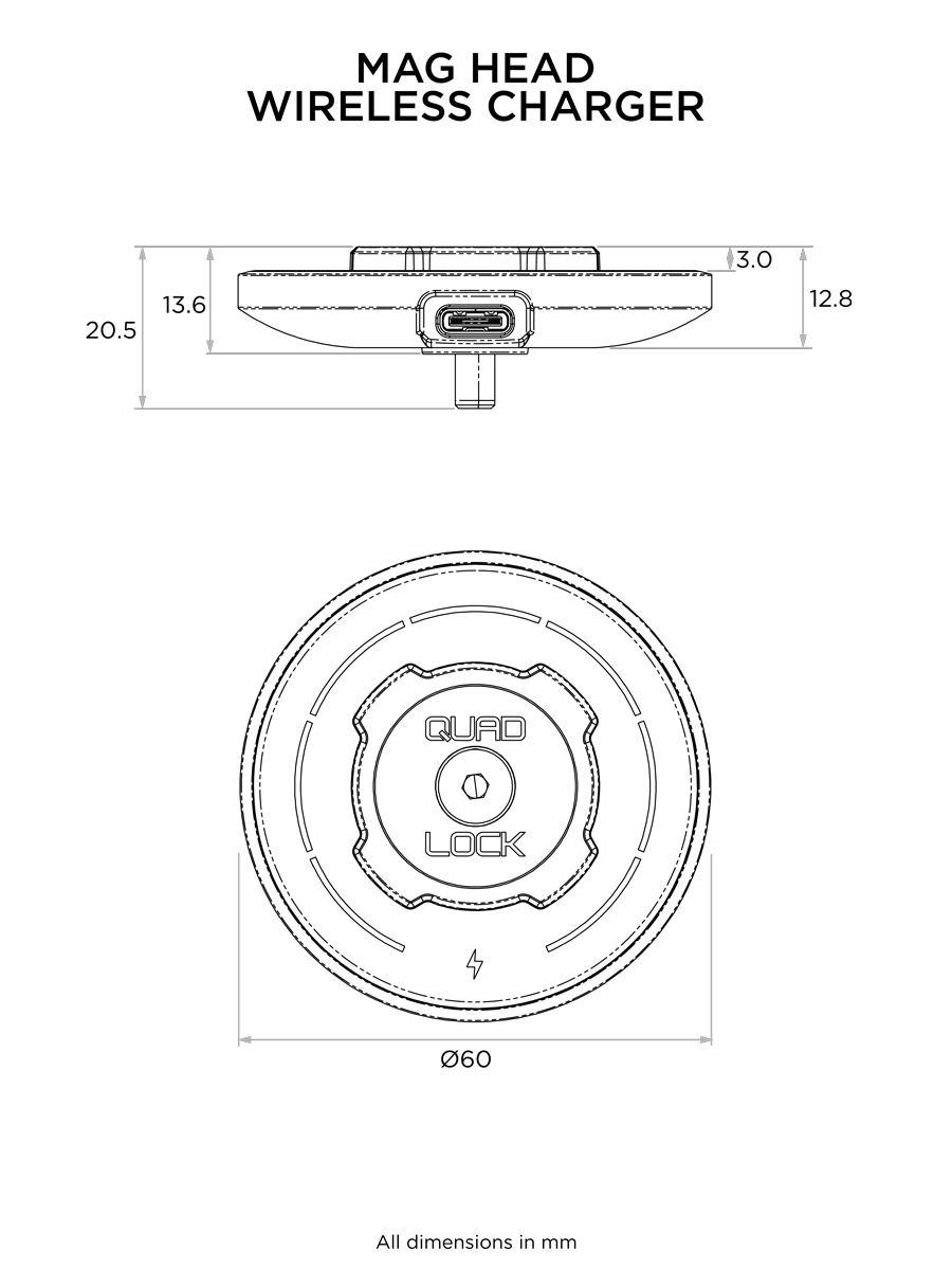 technical drawing of MAG wireless charging head