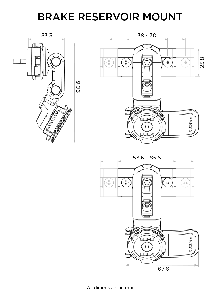 technical drawing of the Brake Reservoir Mount