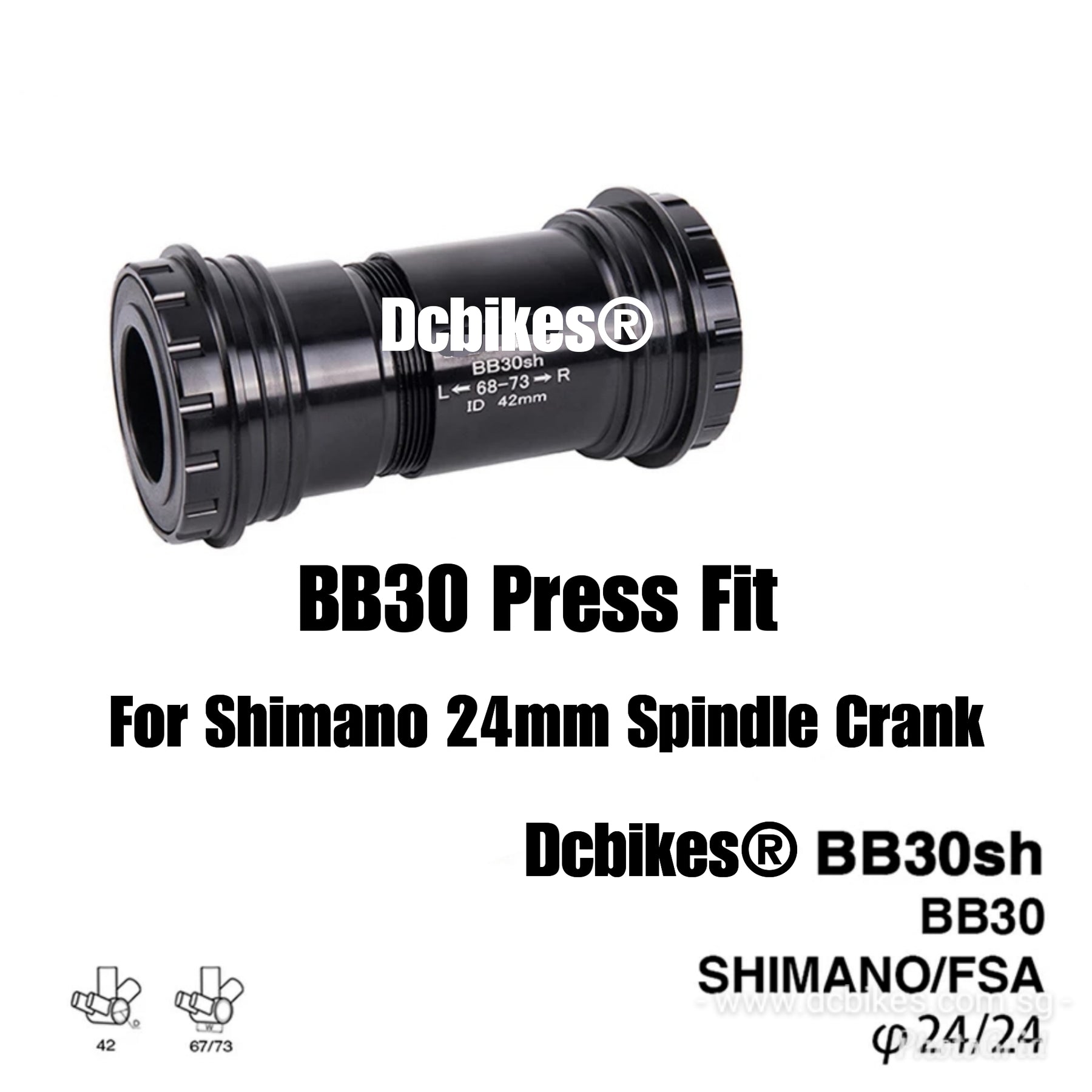 Samox PressFit 86/92 Bottom Bracket - BB86/92, For 24mm Spindle, Black