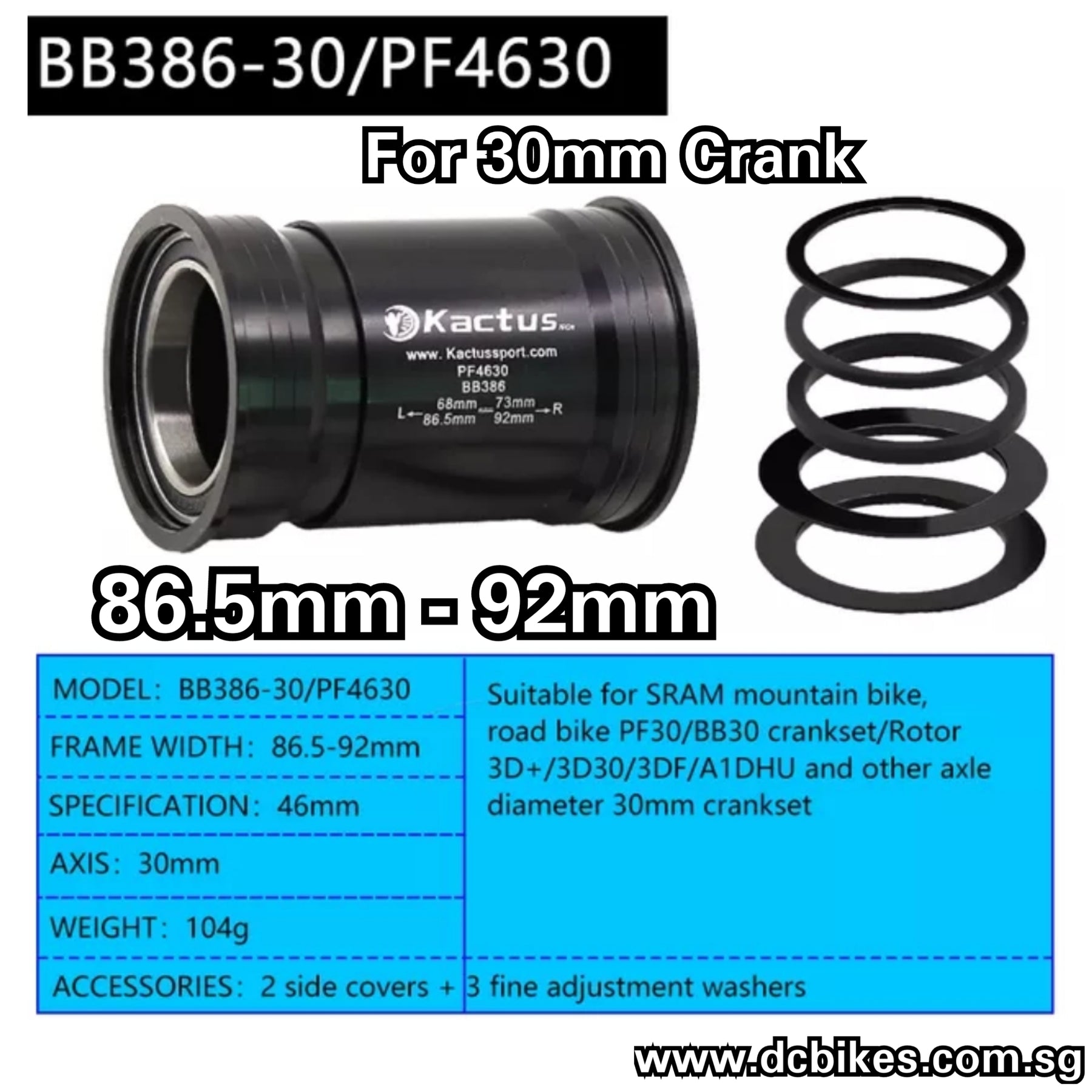 Pressfit Bottom Bracket F4130 BB86 92 G3 Ceramic Bearing for SRAM/Rotor  Axis 30mm Mtb/Road Bicycle Cranksets Width 86.5-92mm