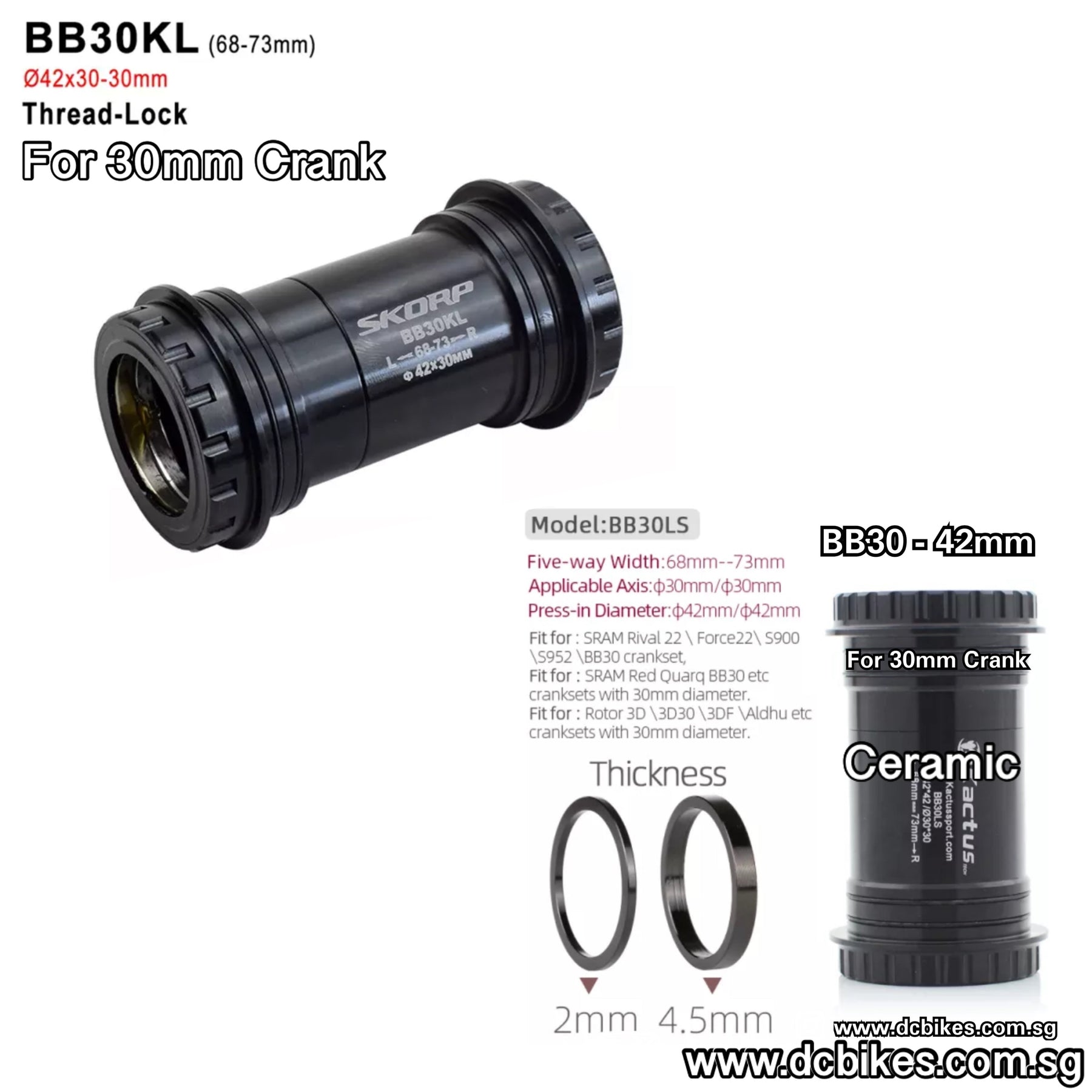 Pressfit Bottom Bracket F4130 BB86 92 G3 Ceramic Bearing for SRAM/Rotor  Axis 30mm Mtb/Road Bicycle Cranksets Width 86.5-92mm