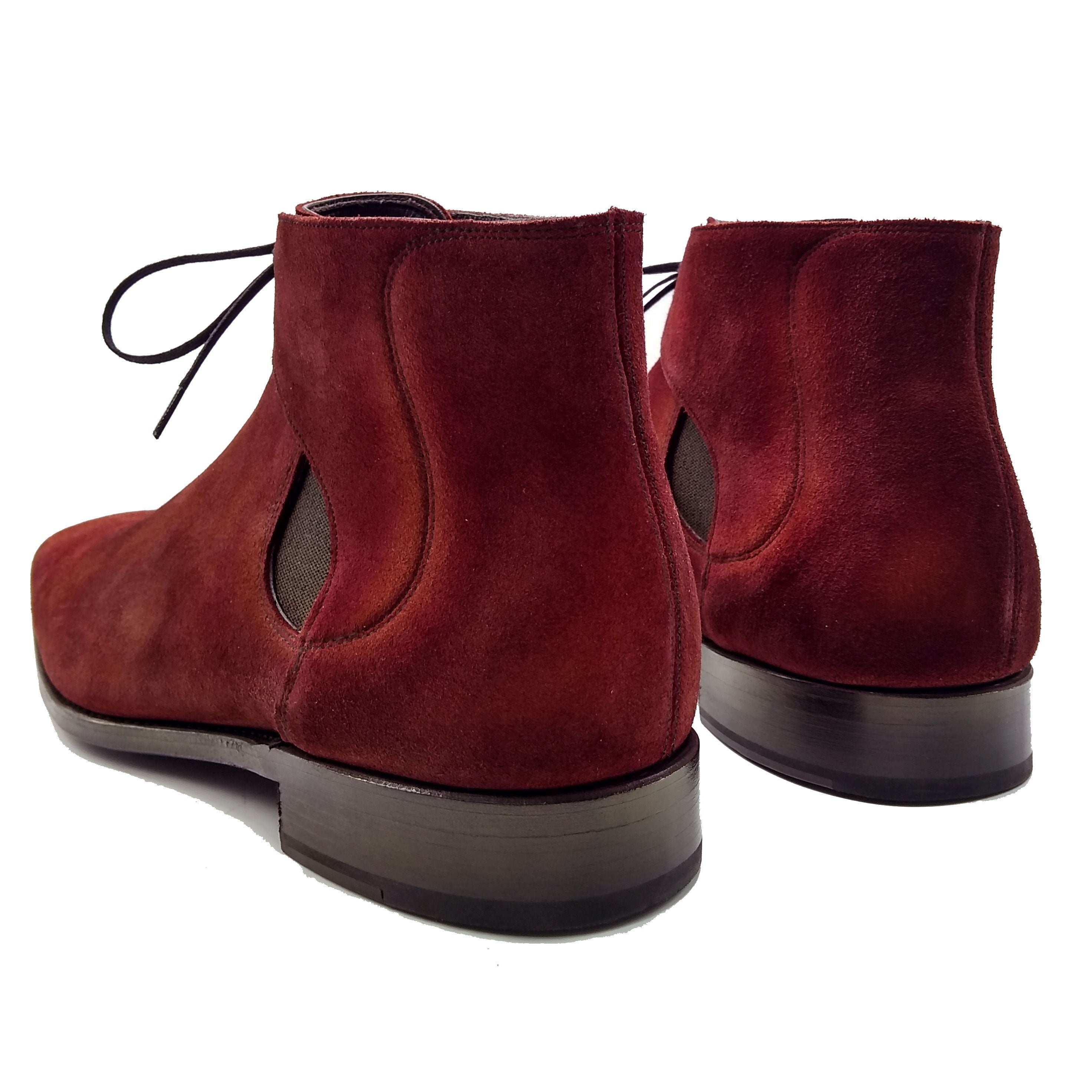 red suede chelsea boots