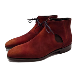 red suede mens boots