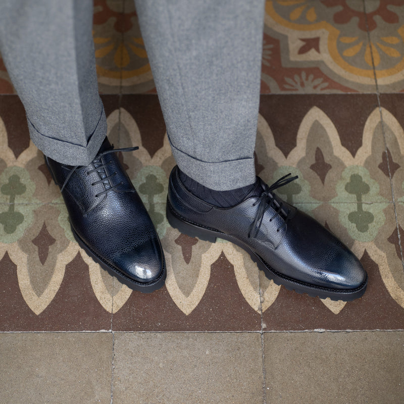 Men's Derby Simple Shoe Blue | Norman Vilalta Bespoke Shoemakers