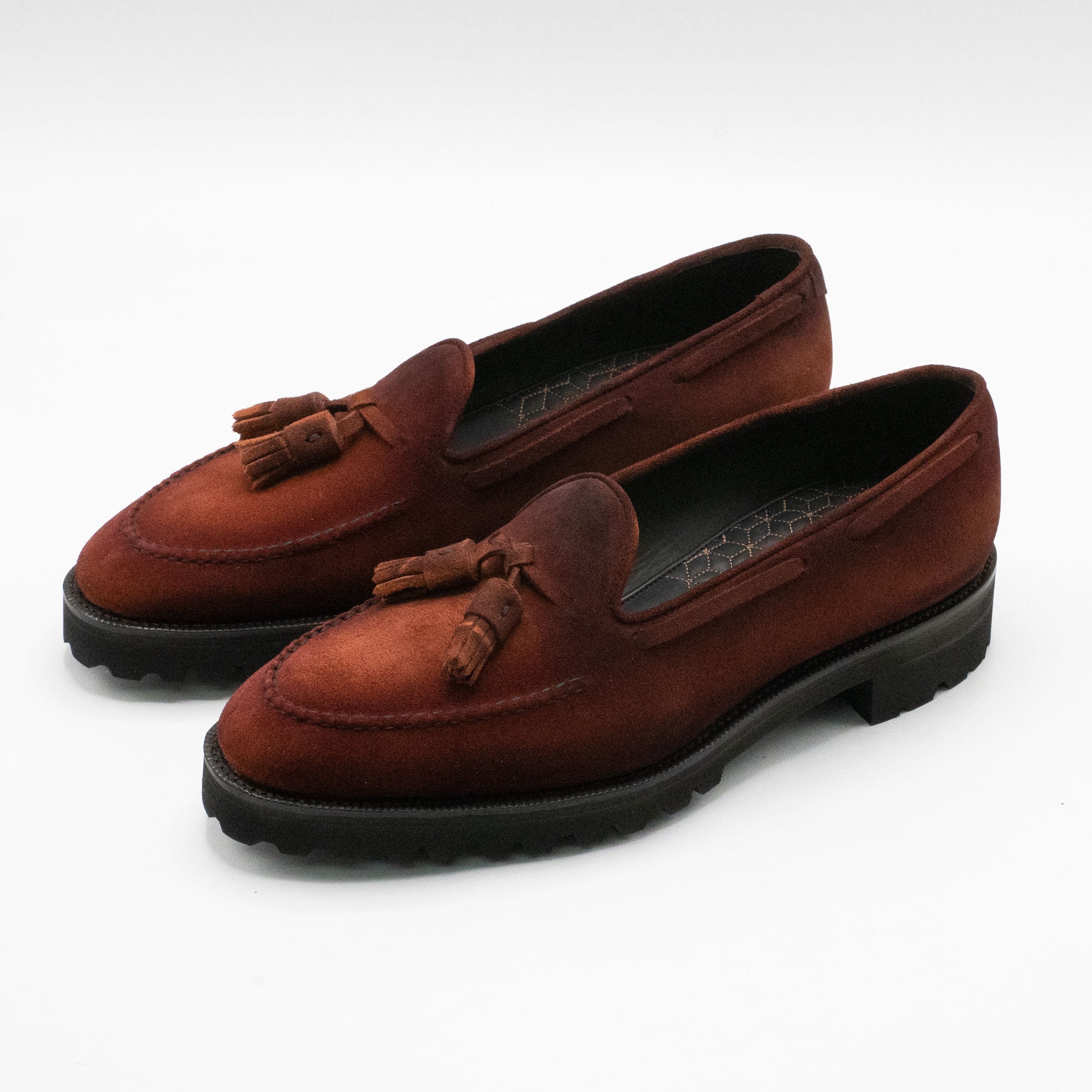Manolo Tassel Loafer Dirty Red Suede | Norman Vilalta Bespoke Shoemakers