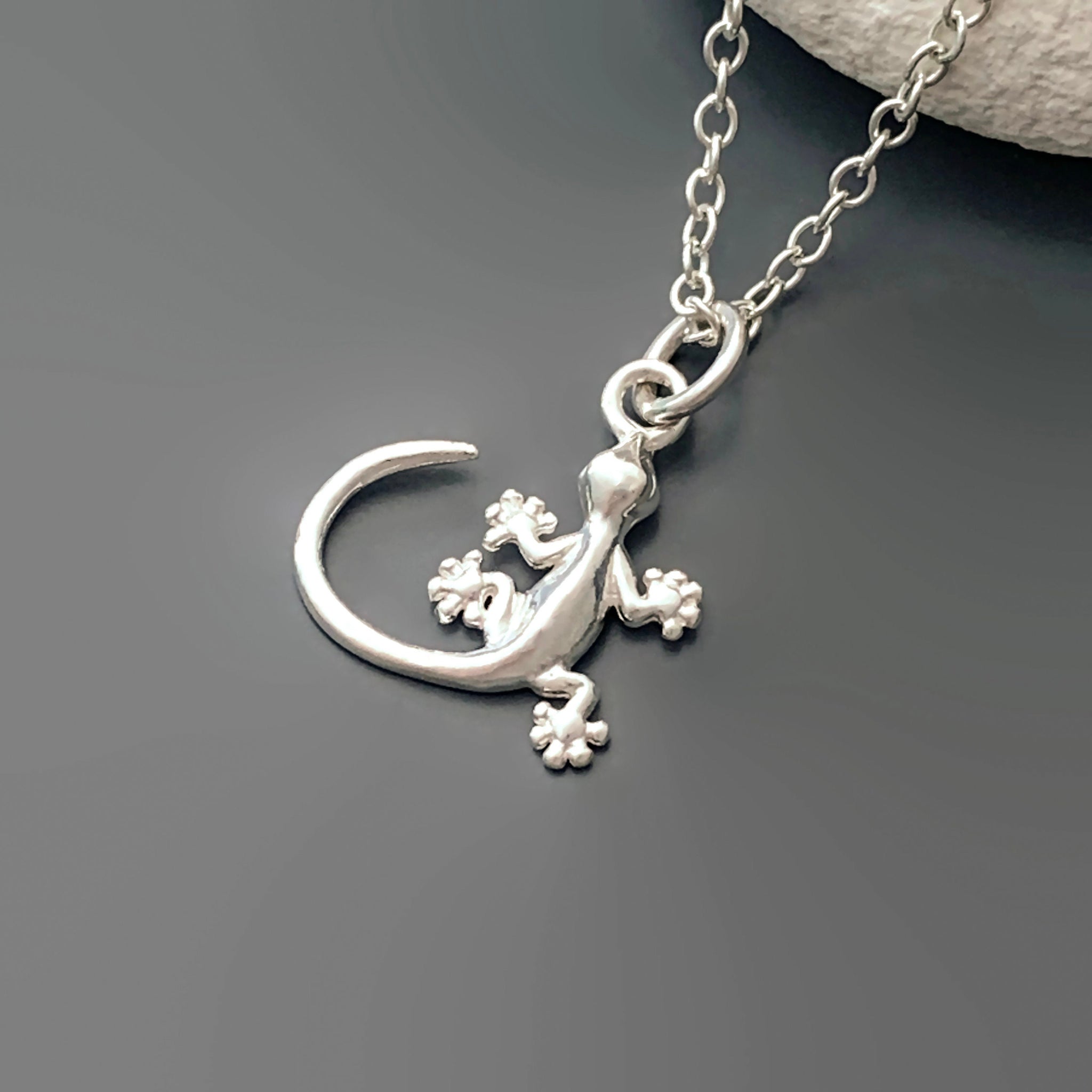 sterling silver gecko necklace