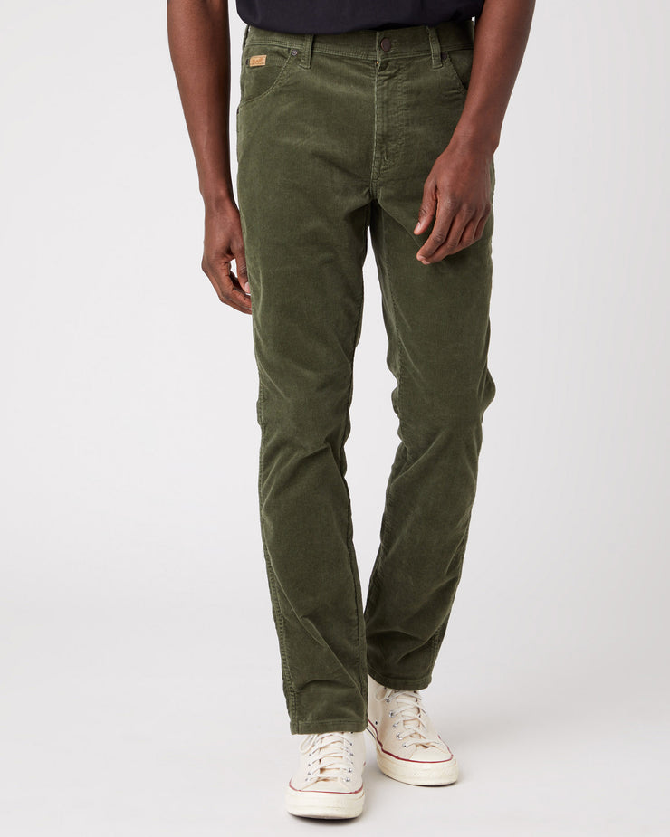 Wrangler Texas SLIM Mens Cords - Militare Green