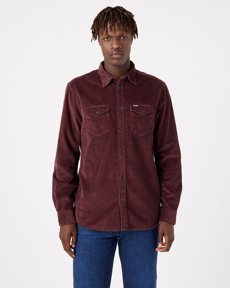 Wrangler Two Flap Pocket Corduroy Shirt - Aubergine