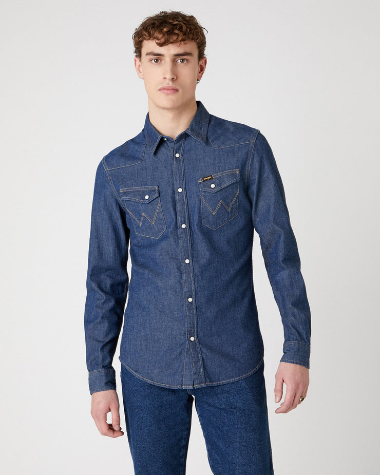 Wrangler Western Denim Shirt - Dark Stone