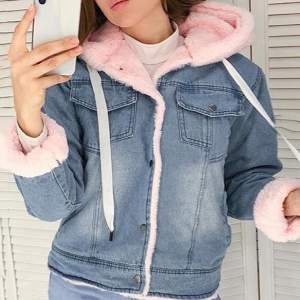 denim jacket with fur women