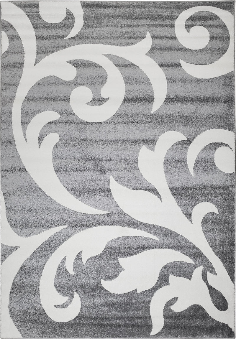 Off White Grey Floral Pattern Area Rug