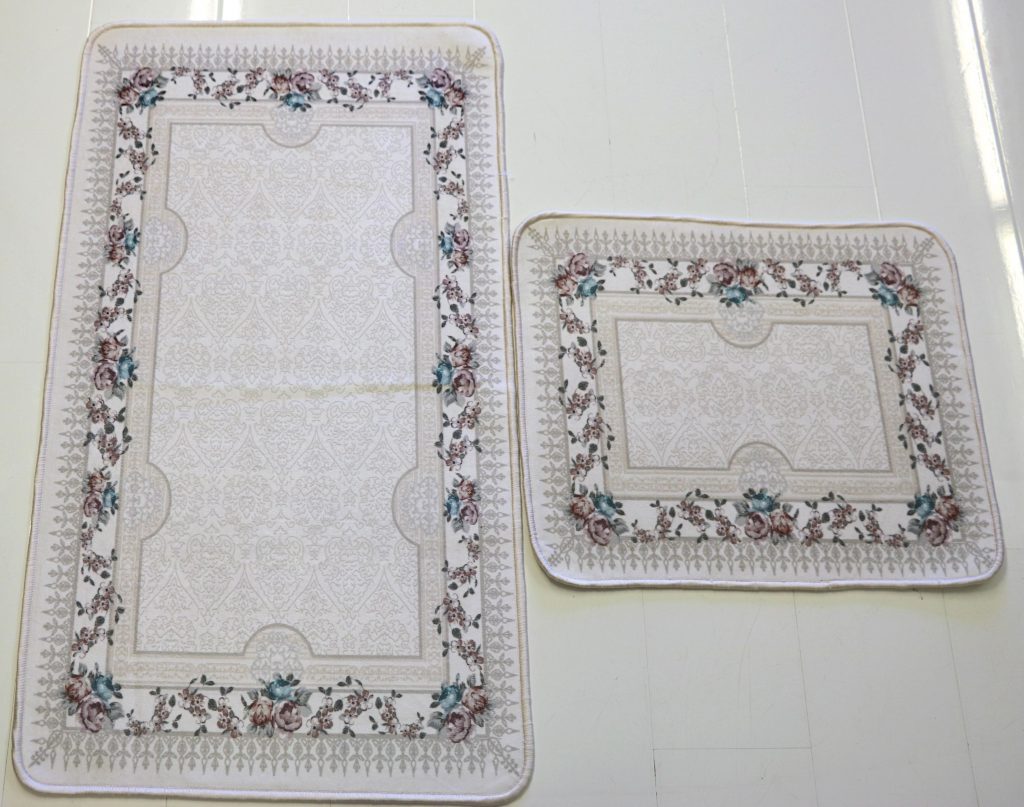 Cream Floral Bath Mat Set Rugs Store