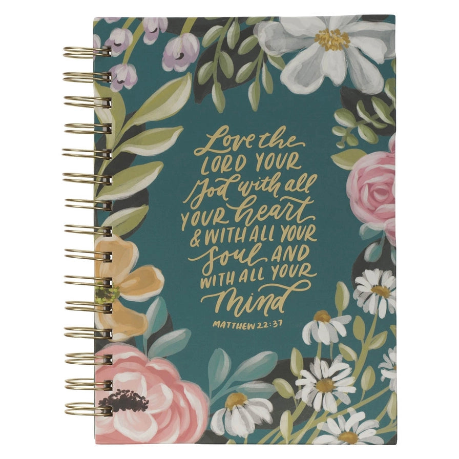 Love the Lord Teal Floral Spiral Journal