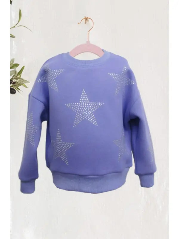Tween Periwinkle Star Studded Sweatshirts
