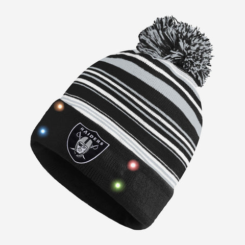 New Era Oakland Raiders Beanie Black White With Pom, Logo Used