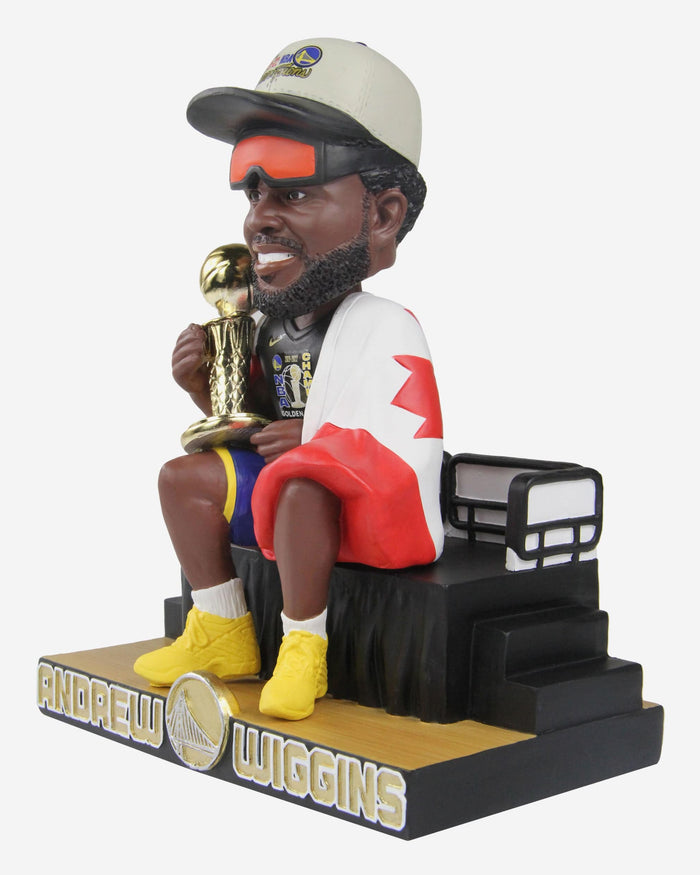 Andrew Wiggins Golden State Warriors Trophy And Flag Bobblehead FOCO