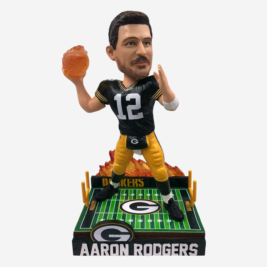 Aaron Rodgers Green Bay Packers On Fire Bobblehead FOCO