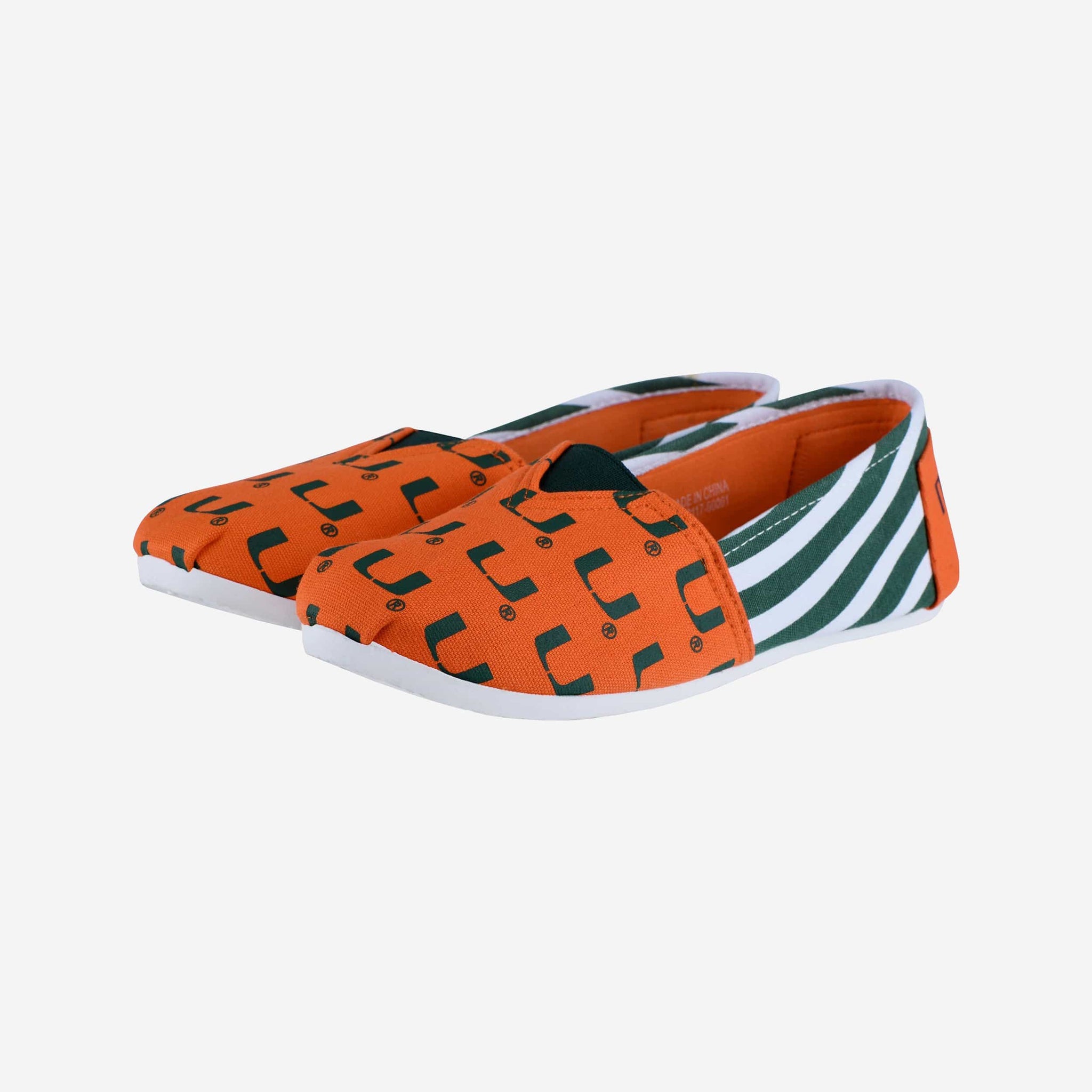 Miami Hurricanes Womens Stripe Canvas Shoe FOCO