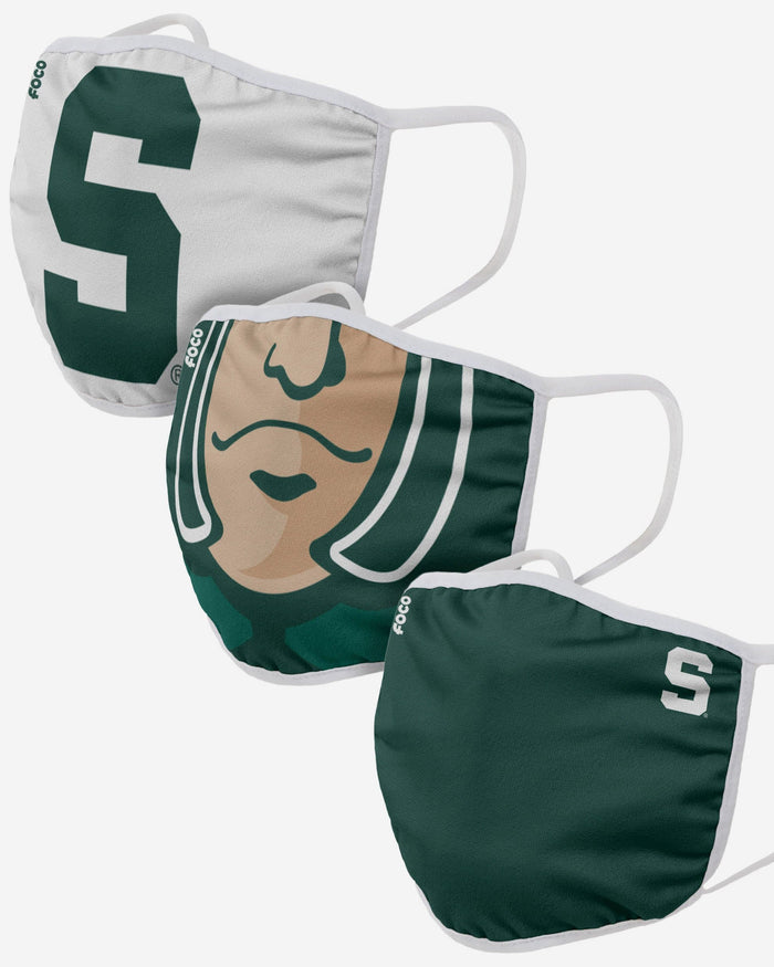 Michigan State Spartans Sparty Mascot 3 Pack Face Cover Foco