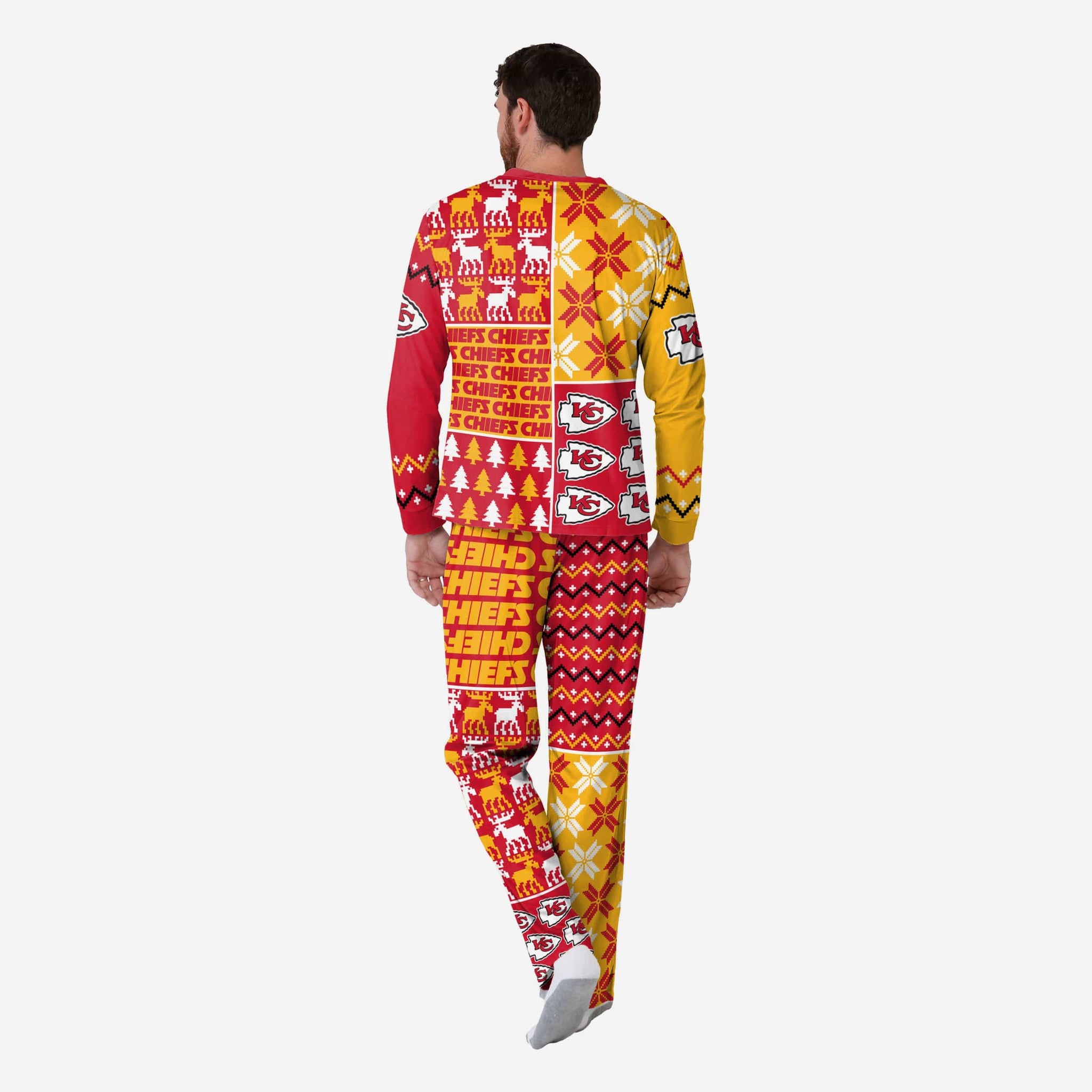 Kansas City Chiefs Mens Busy Block Family Holiday Pajamas FOCO