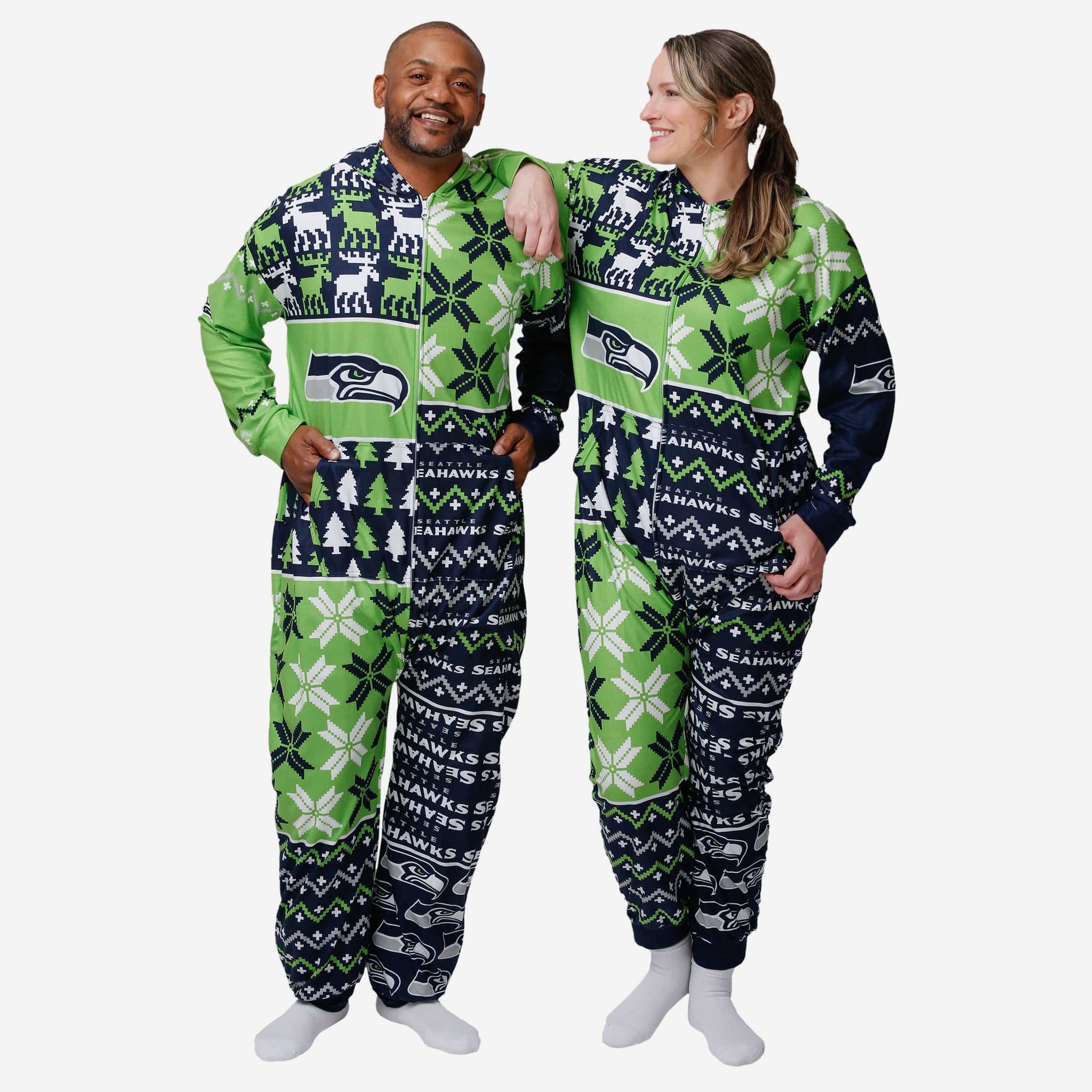 Seattle Seahawks Busy Block One Piece Pajamas FOCO
