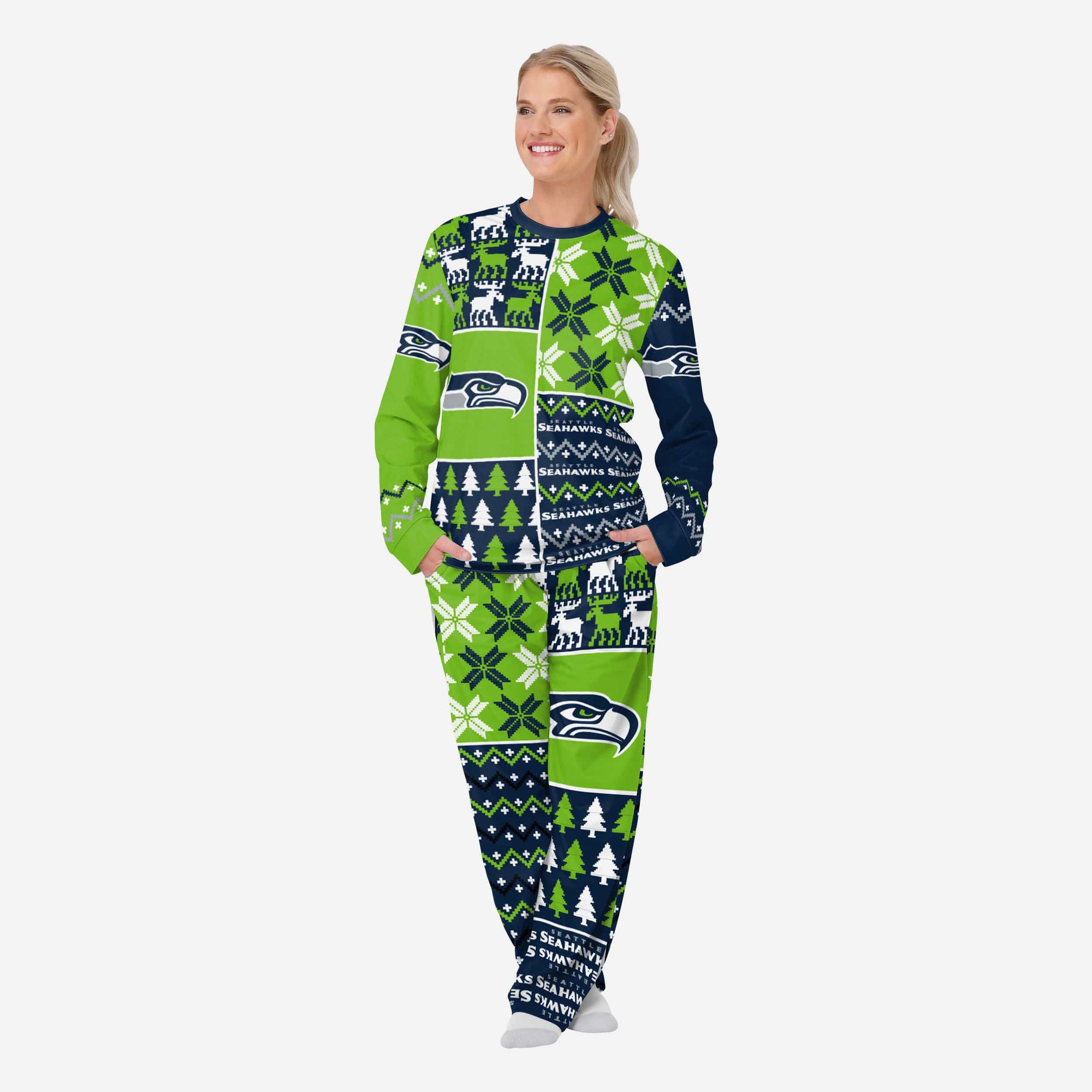 Las Vegas Raiders Womens Ugly Pattern Family Holiday Pajamas FOCO