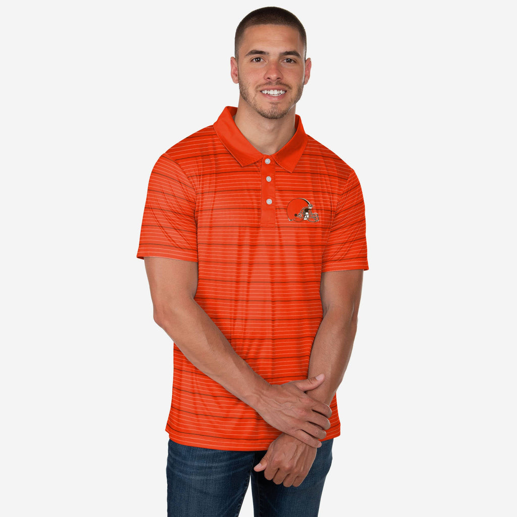 Cleveland Browns Striped Polyester Polo FOCO