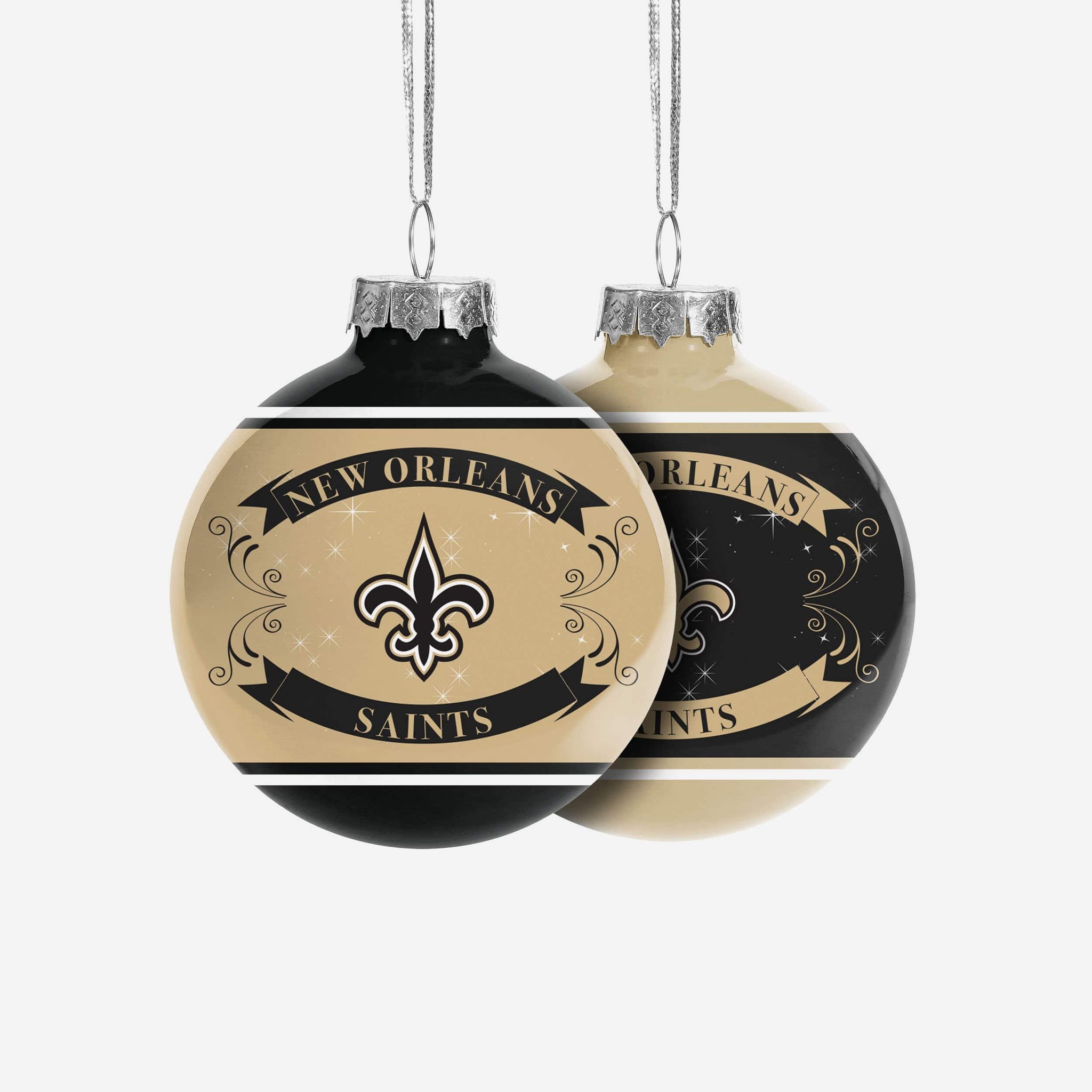 New Orleans Saints 2 Pack Ball Ornament Set FOCO