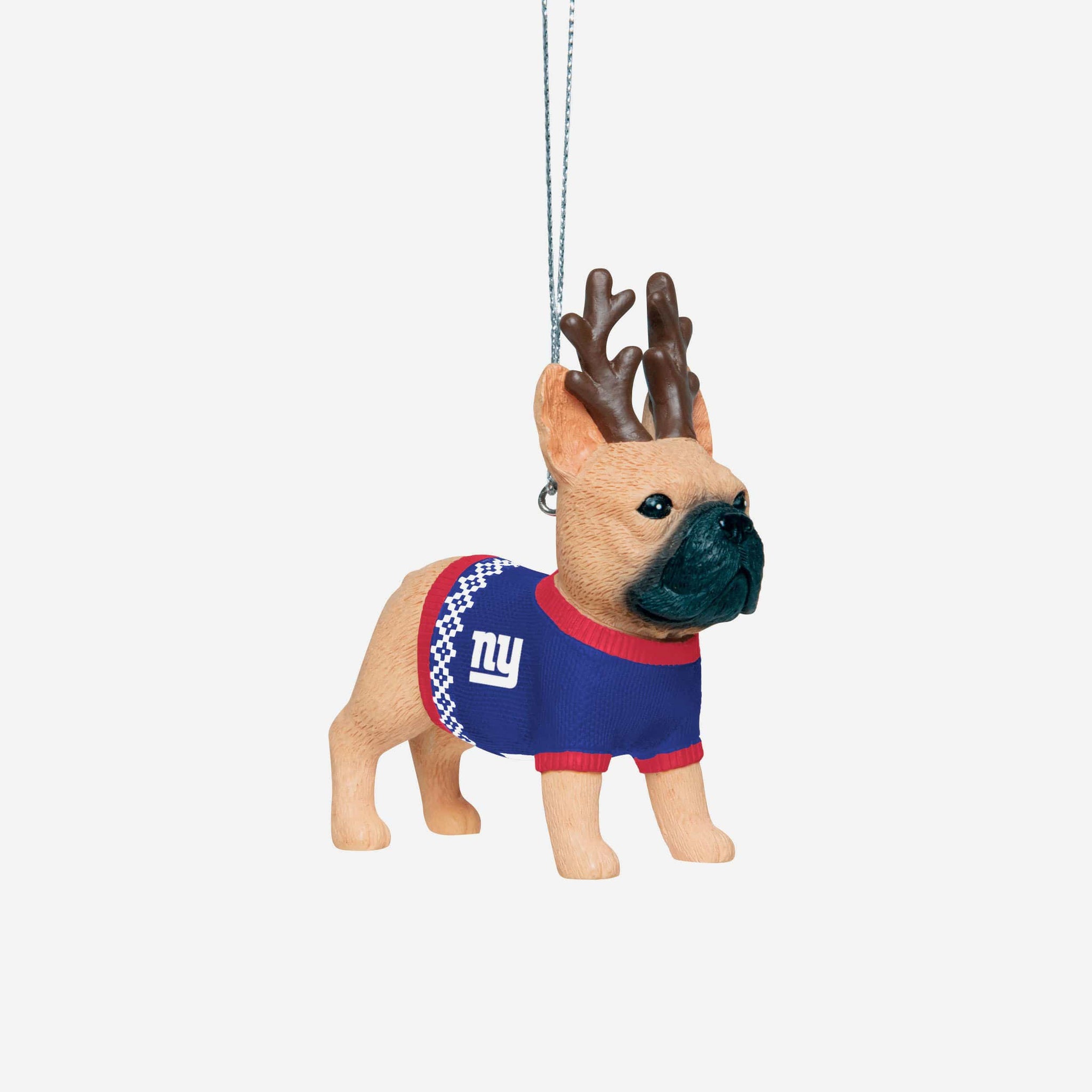 New York Giants French Bulldog Wearing Sweater Ornament Foco