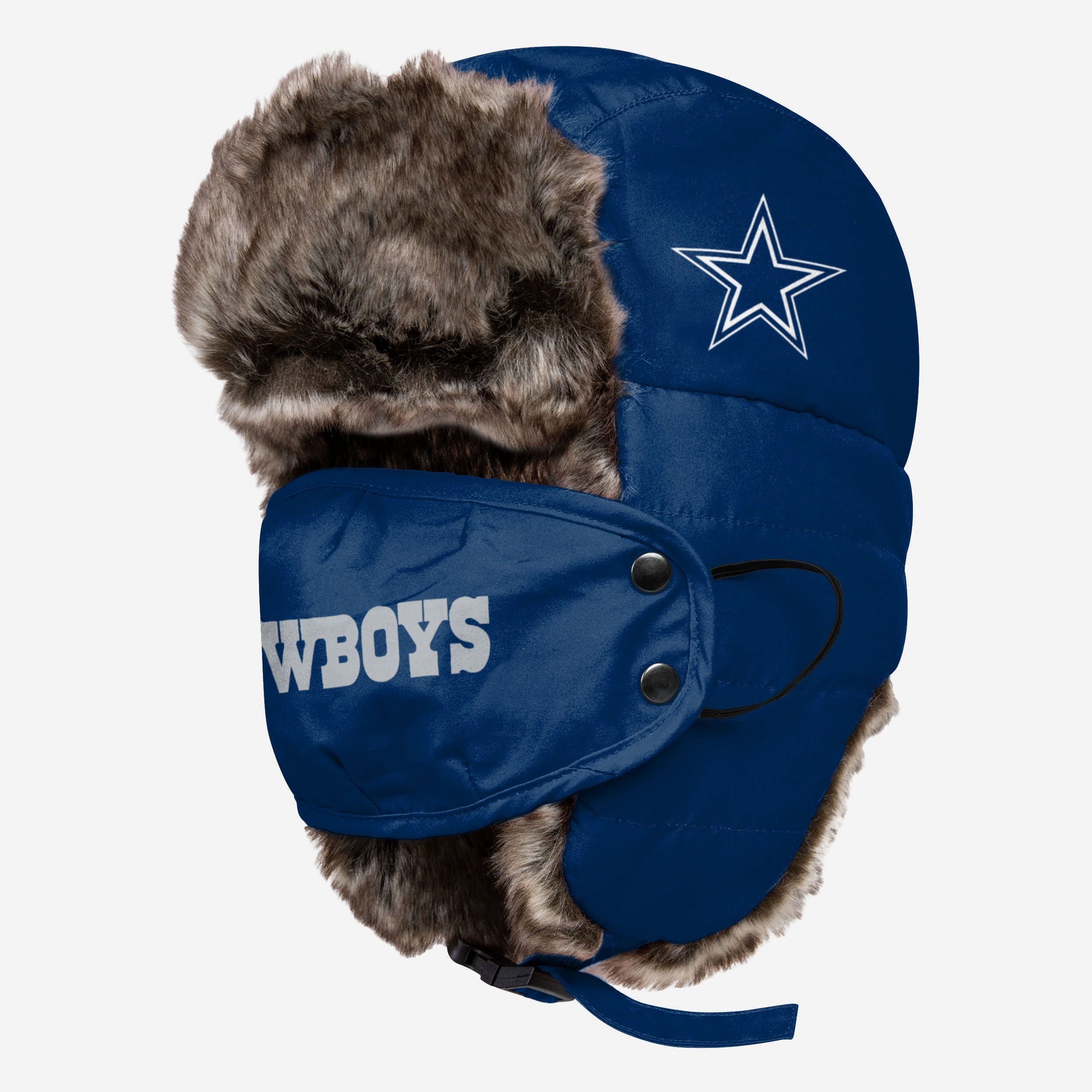 Dallas Cowboys NFL Wordmark Flannel Trapper Hat FOCO