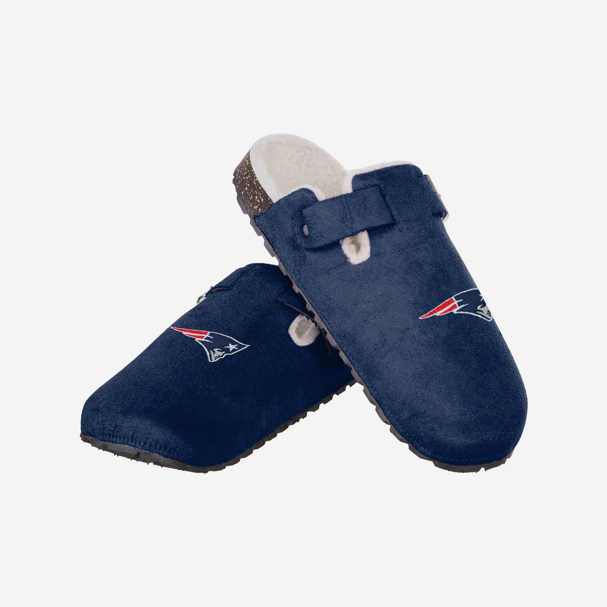 New England Patriots Womens Fur Buckle Clog Slipper FOCO