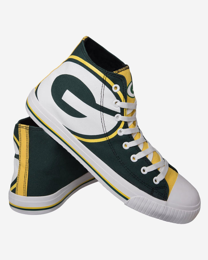 Green Bay Packers Mens High Top Big Logo Canvas Shoe FOCO