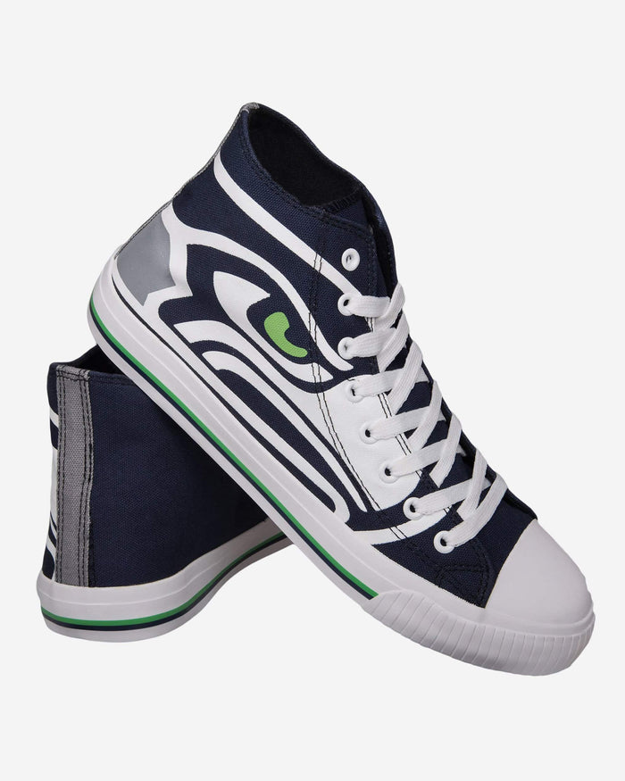 Seattle Seahawks Mens High Top Big Logo Canvas Shoe FOCO