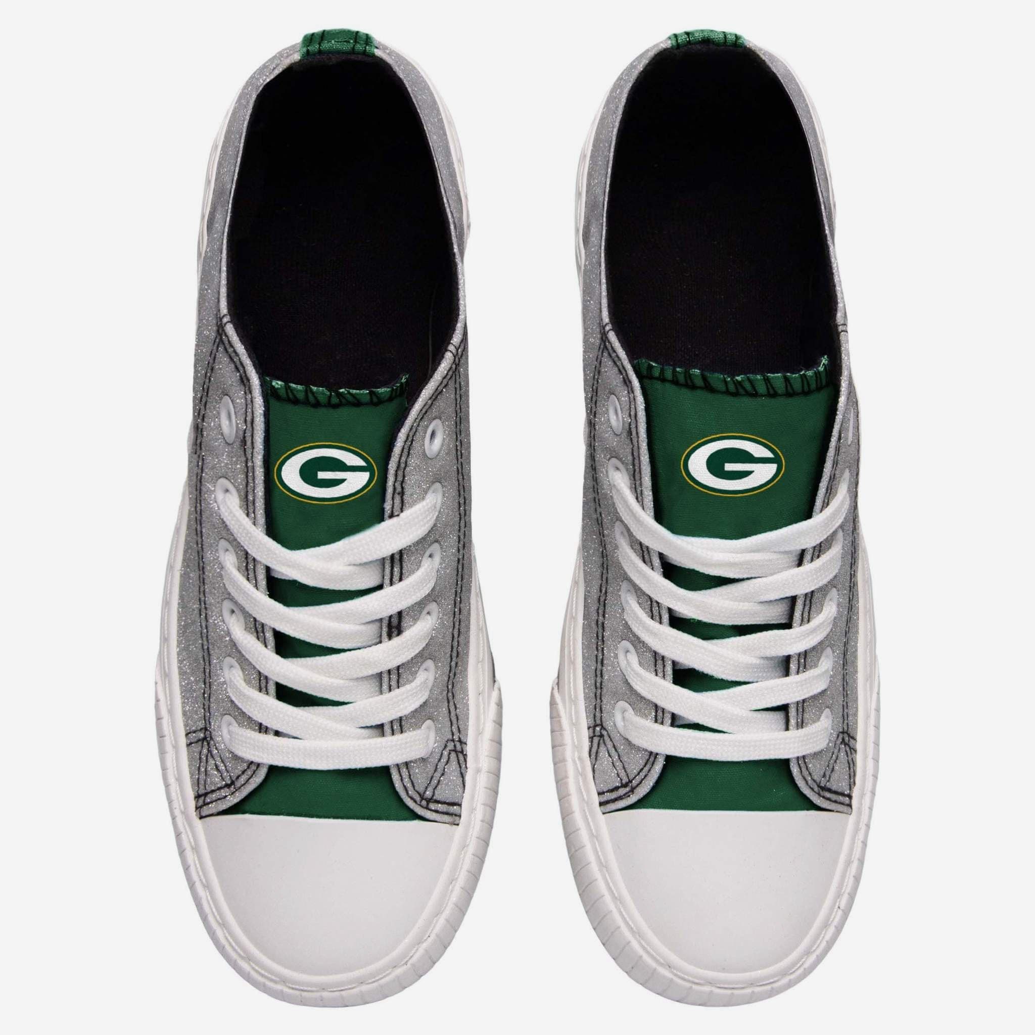 Green Bay Packers Womens Glitter Low Top Canvas Shoe FOCO