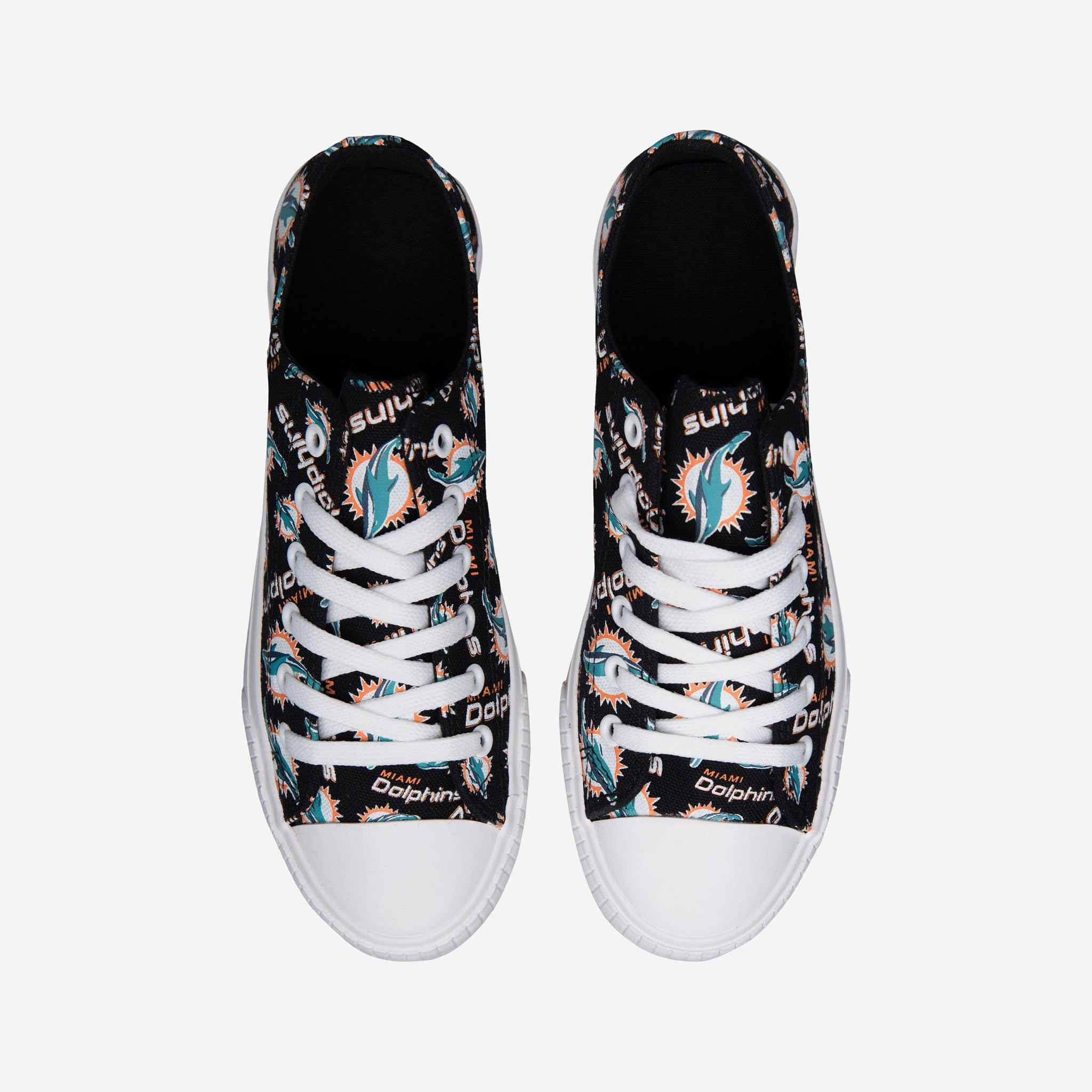 Miami Dolphins Womens Low Top Repeat Print Canvas Shoe FOCO