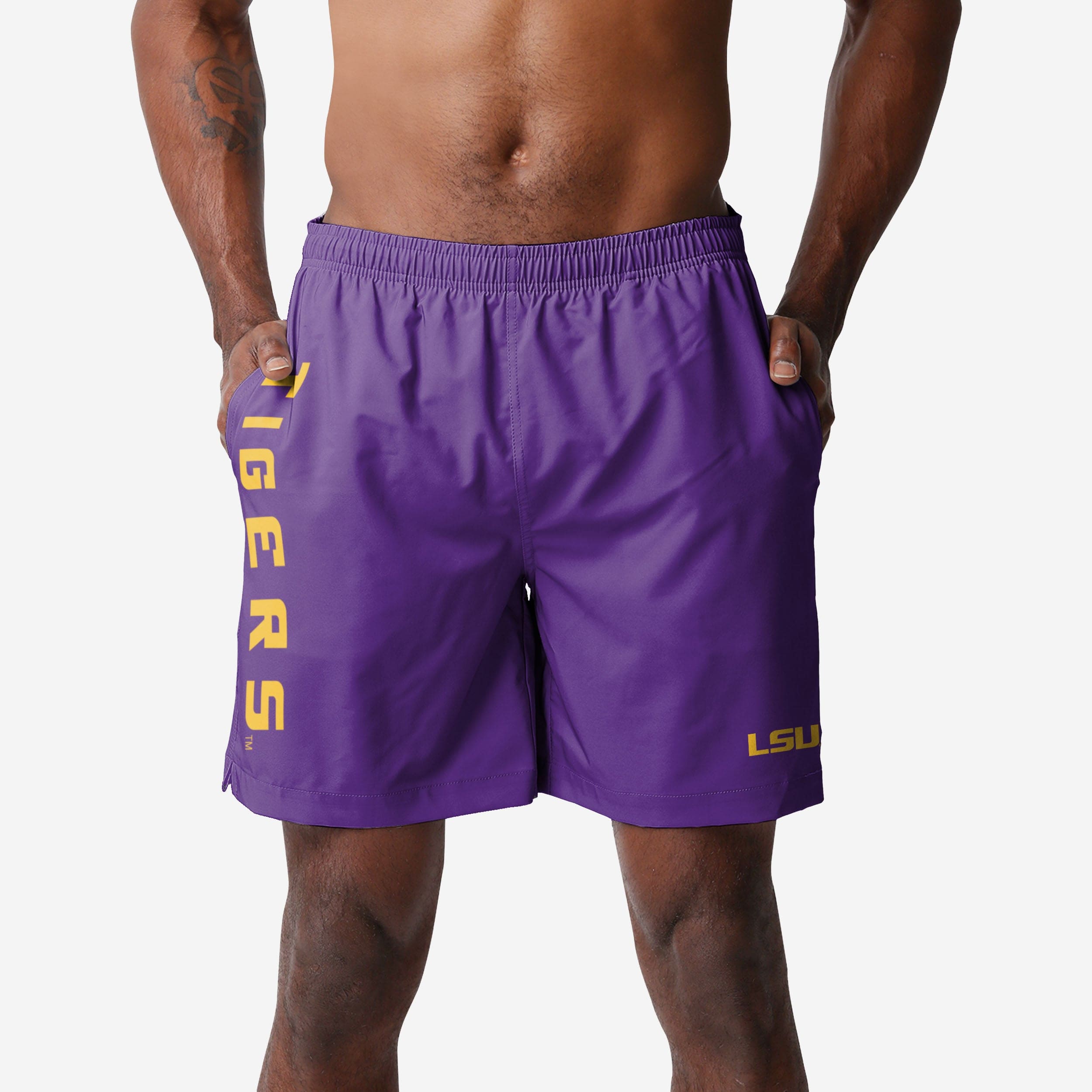 LSU Tigers Solid Wordmark Traditional Swimming Trunks